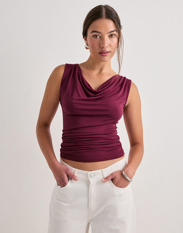 Nelly Ultra Soft Waterfall Top - Röd