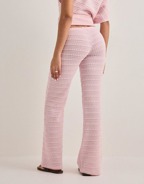 Nelly byxor Crochet Low Waist Pants - Rosa