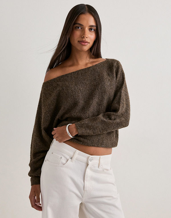Nelly Slouchy Knit Sweater - Brun