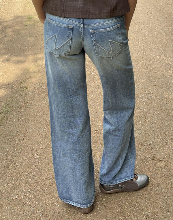 Nelly Low Loose Flare Jeans - Blå