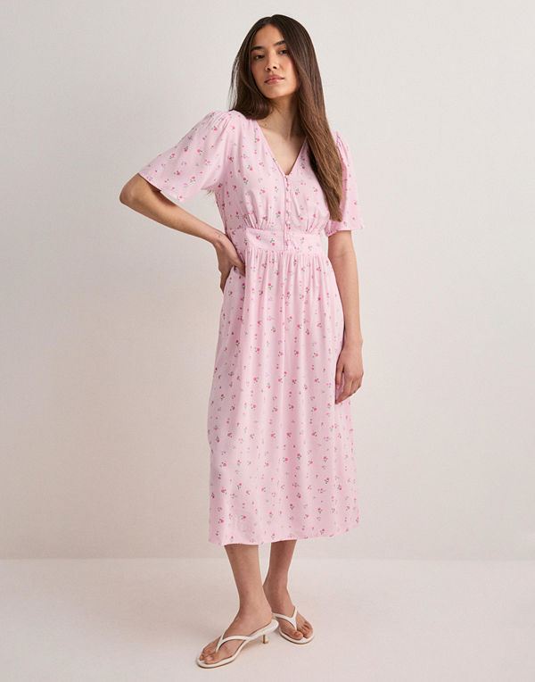 Pieces Pctala Ss Midi Dress Noos Bc - Rosa
