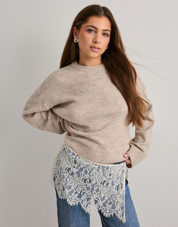 Only Onlsimoni L/S O-Neck Pullover Knt N - Beige