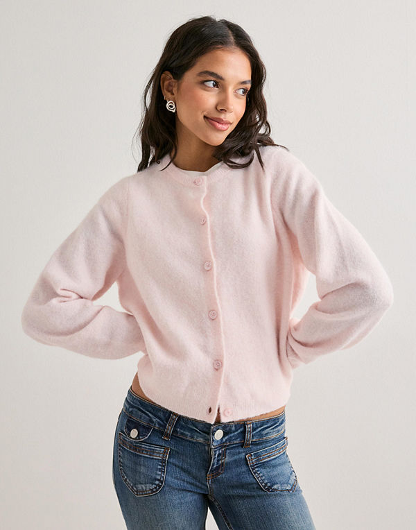 Nelly Fuzzy Knit Cardigan - Rosa