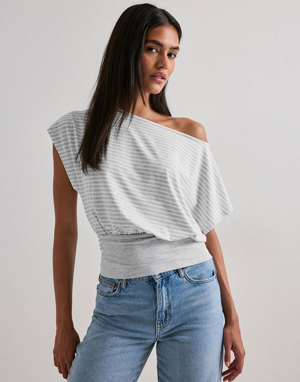 Nelly Soft Stripe Waist Top - Rutigt/Randigt