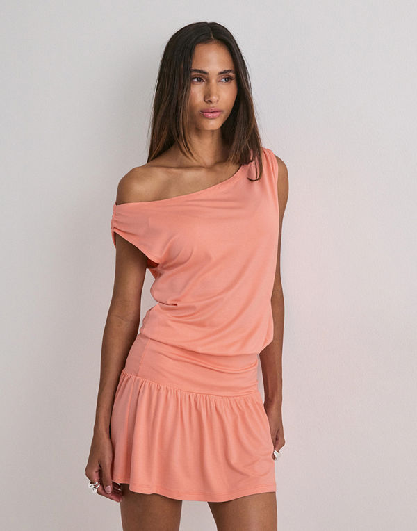 Nelly Soft Shoulder Mini Dress - Orange