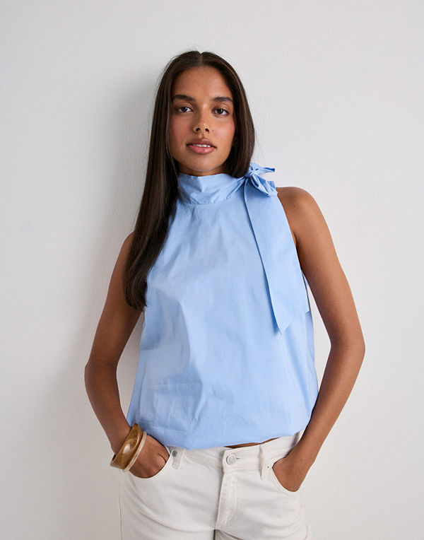 Neo Noir Veda Poplin Top - Blå