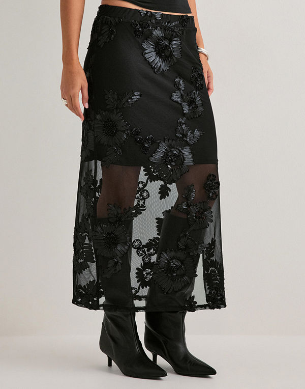 Pieces Pcoffia Hw Midi Skirt Jrs D2D - Svart