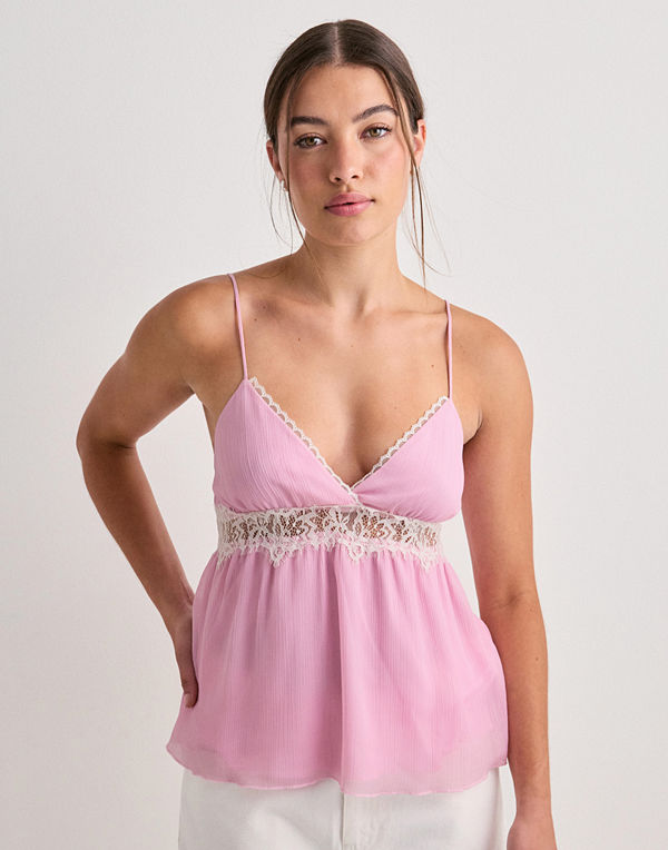 Nelly Chiffon Lace Top - Rosa
