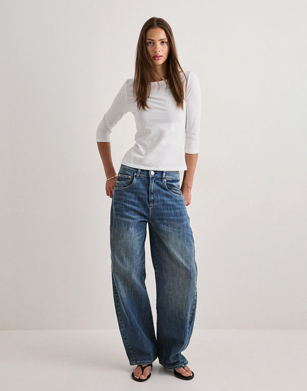 Nelly Twisted Barrel Buckle Jeans - Blå