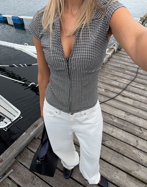 Nelly Checkered Shirt Top - Rutigt/Randigt