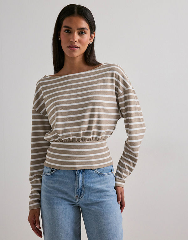 Nelly Stripe Knit Sweater - Brun