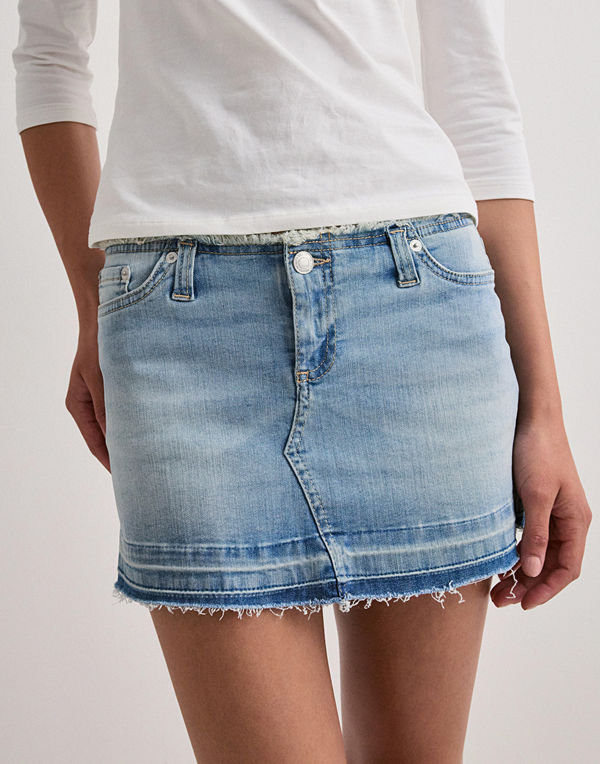 Nelly No Waist Fringe Jeans Skirt - Blå