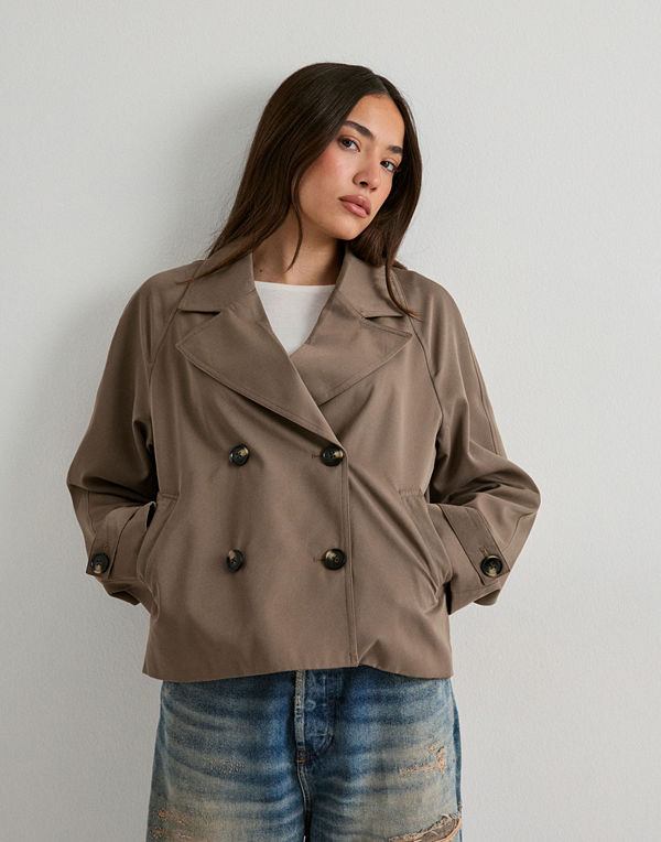 Pieces Pcscarlett Ls Short Trenchcoat Noos - Brun