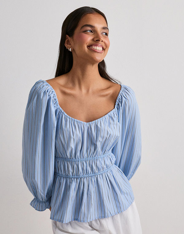 Vero Moda Vmleya 3/4 Stripe Top Wvn - Blå