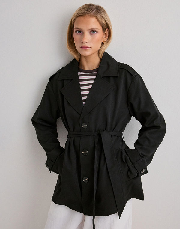 Only Onlline Short Trenchcoat Otw - Svart
