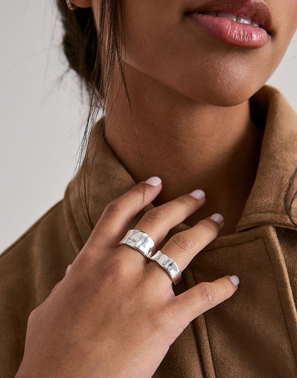 Pilgrim Ember Rings 2-in-1 Set - Silver