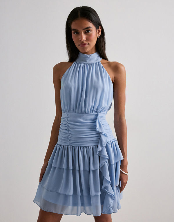 Vero Moda Vmserena Sl Frill Short Dress Wvn - Blå