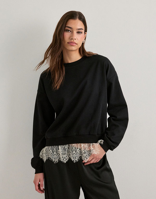 Nelly Lace Detail Sweat - Svart