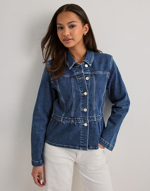 Only Onlremi L/S Peplum Jacket Dnm Mae - Blå
