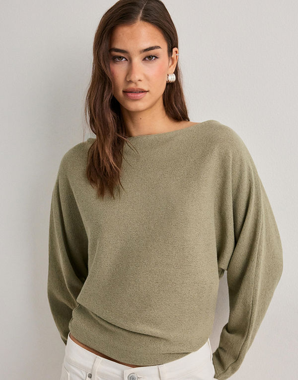 Nelly Effortless Knit LS Sweater - Grön