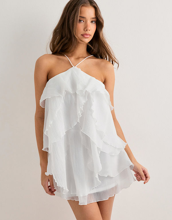 Nelly Flounce Of My Dream Short Dress - Vit