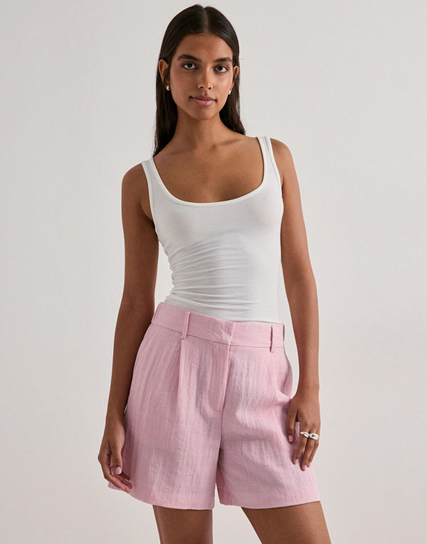 Only Onlita Hw Linen Look Shorts Tlr - Rosa