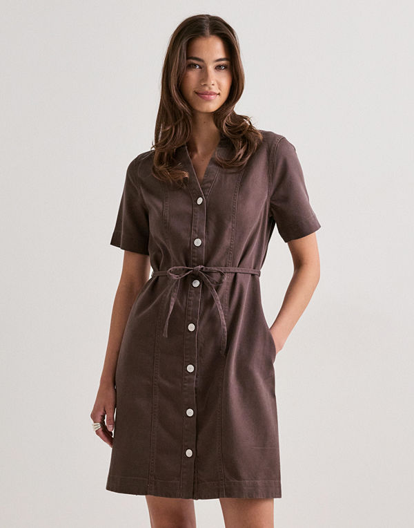 Only Onlfina-Soft S/S Belt Dress Pnt - Brun
