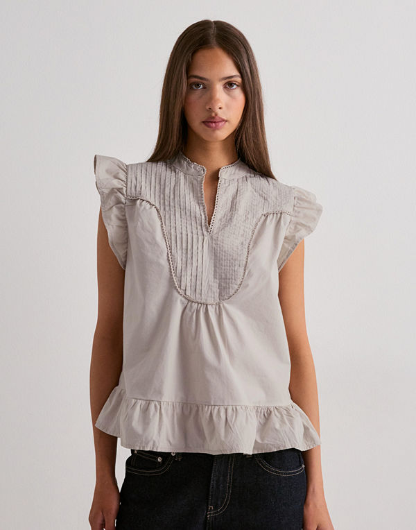 Only Onladda S/L V-Neck Top Ex Wvn - Grå