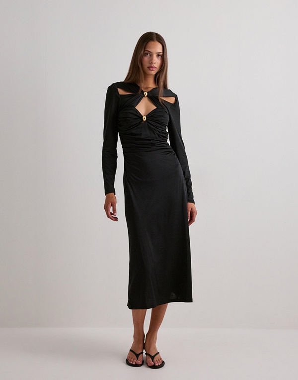 Malina Amela Embellished Jersey Midi Dress - Svart