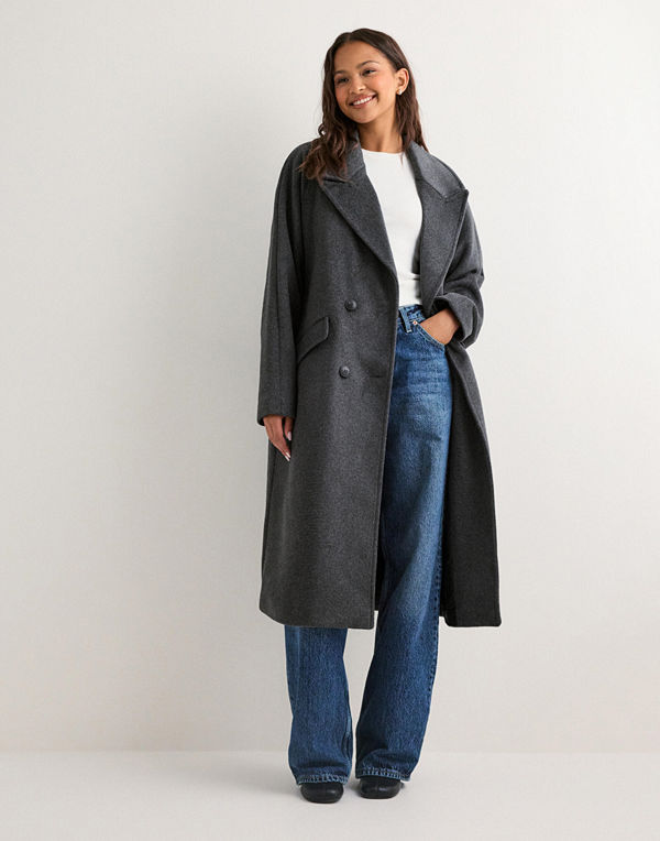 Vero Moda Vmharper Long Wool Coat Ga Noos - Grå