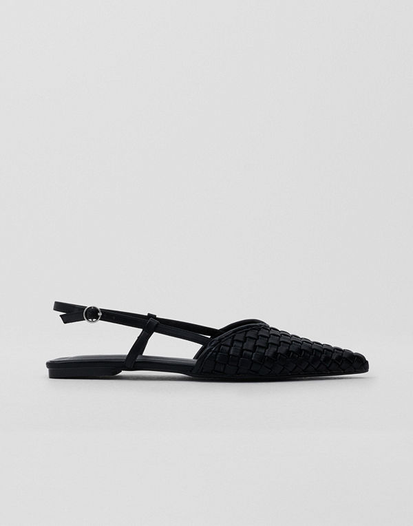 Nelly Pointy Braided Slingback - Svart