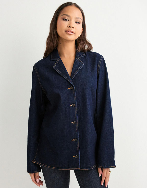 Vero Moda Vmkanika Ls Denim Blazer Shirt SI35 - Blå