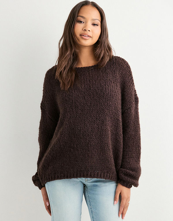 Only Onlnordic Life Ls O-Neck Knt Noos - Brun