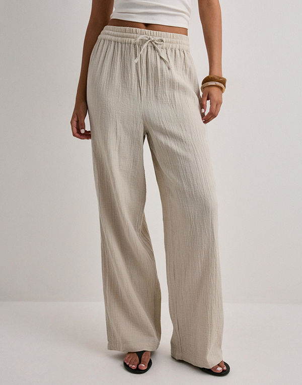 Pieces byxor Pcsastina Hw Wide Pants Wvn Bc - Grå