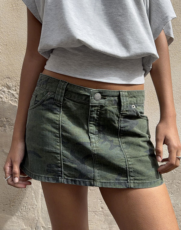 Nelly Mini Pattern Jeans Skirt - Grön