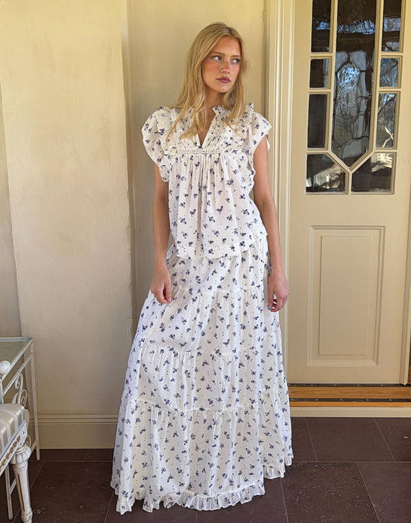 Neo Noir Asta Small Blossom Skirt - Blå