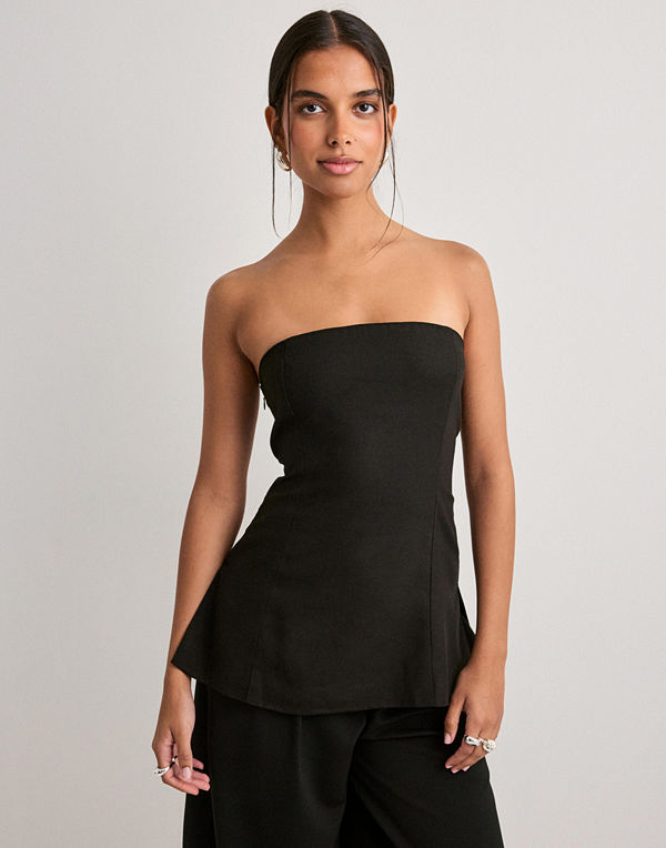 Pieces Pcmajse Fitted Bandeau Top Wvn D2D - Svart