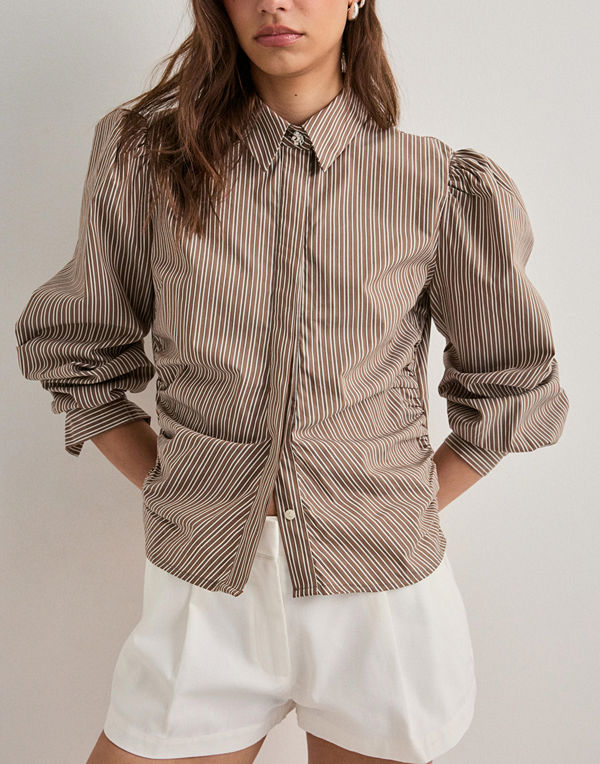 Neo Noir Ritta Stripe Shirt - Brun