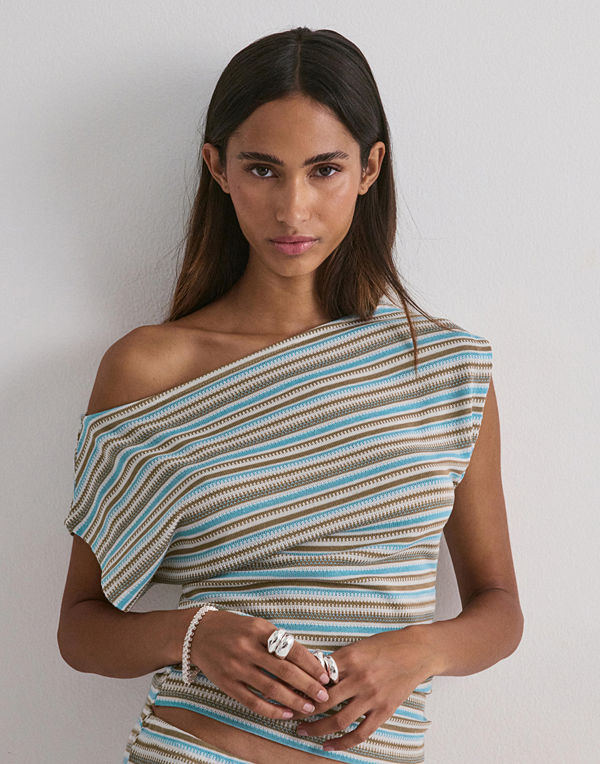 Nelly Chill Stripe Waist Focus Top - Multi/Mönstrad