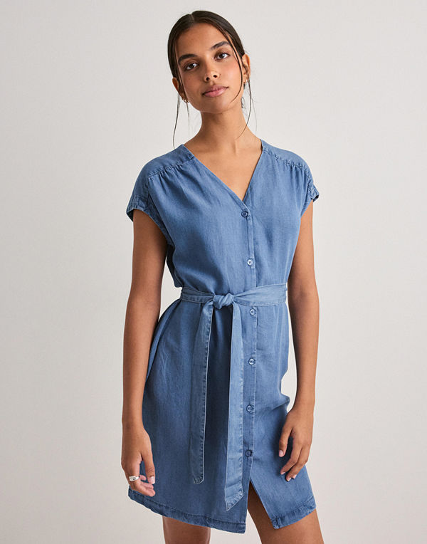 Only Onlcharis Life Short Cap Dress Wvn - Blå