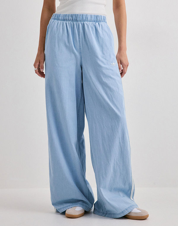Adidas Originals byxor Denim Wide Leg - Blå