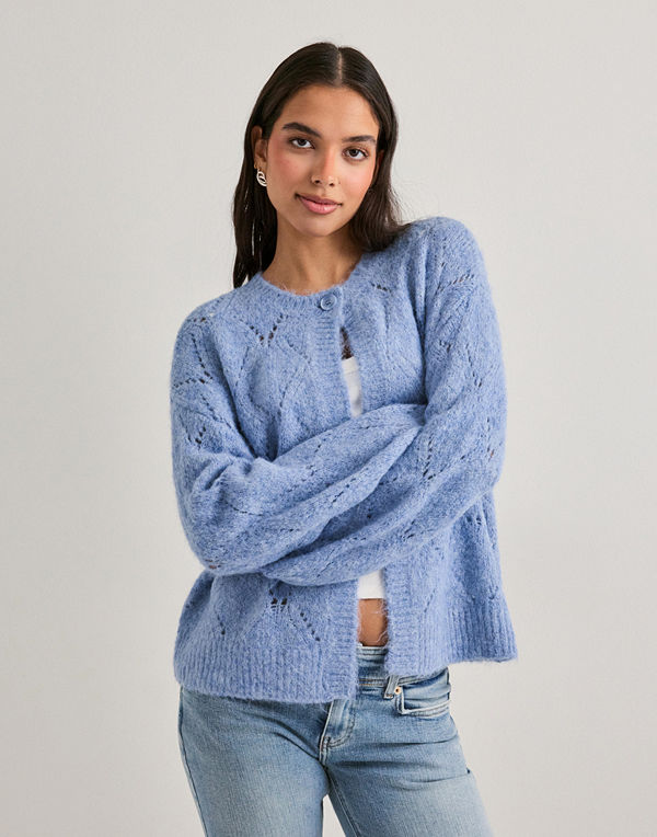 Vero Moda Vmshell Ls O-Neck Onebutton Cardiga - Blå