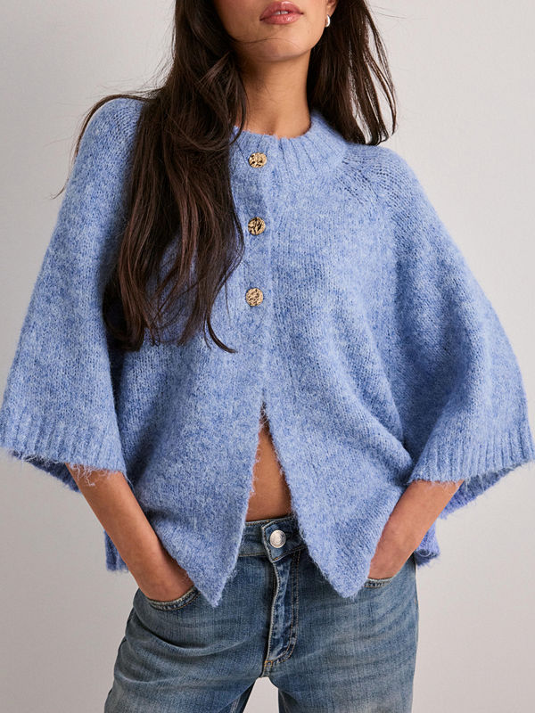 Neo Noir Benuta Fluffy Knit Cardigan - Blå