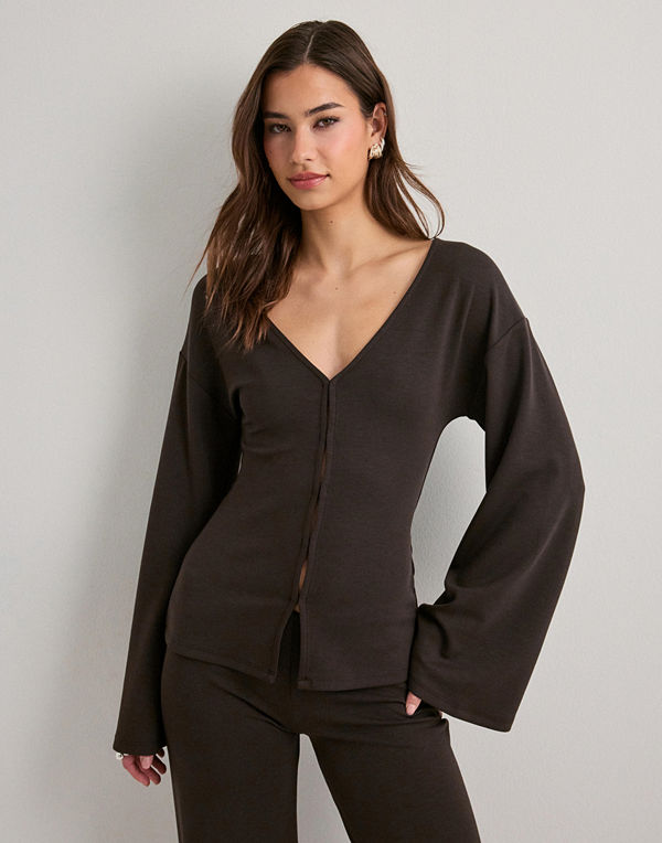 Nelly Luxury Waist Focus Cardigan - Brun