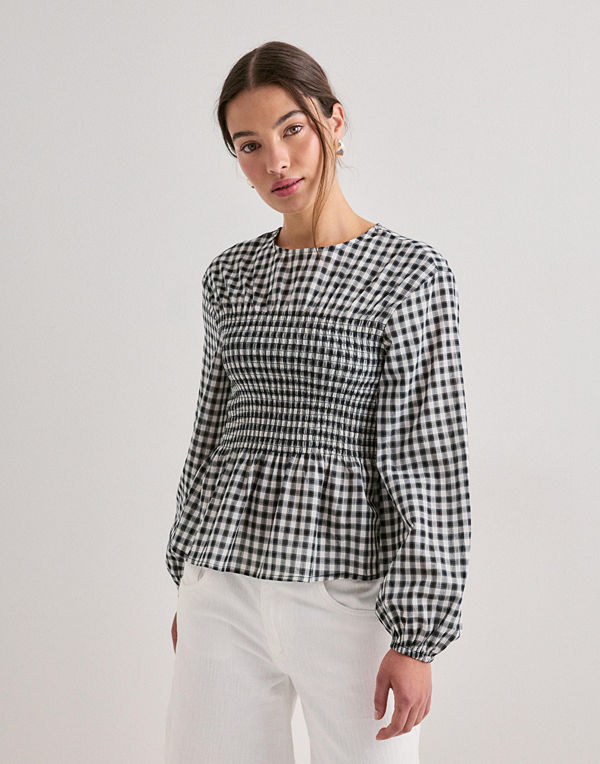 Vero Moda Vmcania Ls Smock Top Wvn - Rutigt/Randigt