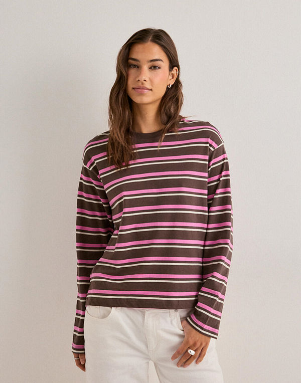 Only Onlmay Life L/S Stripe Top Box Jrs - Rosa