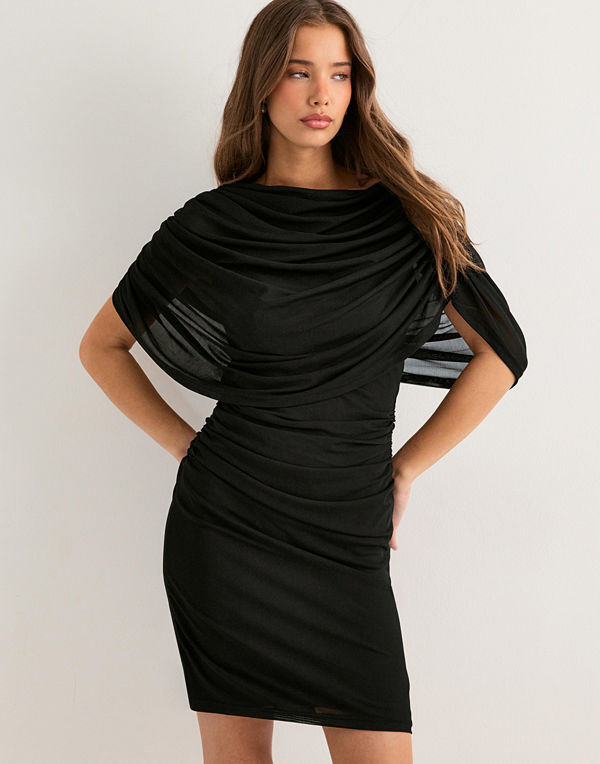 Neo Noir Mottuna Drapy Mesh Dress - Svart