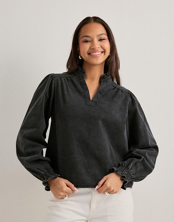 Neo Noir Emmeline Denim Blouse - Svart