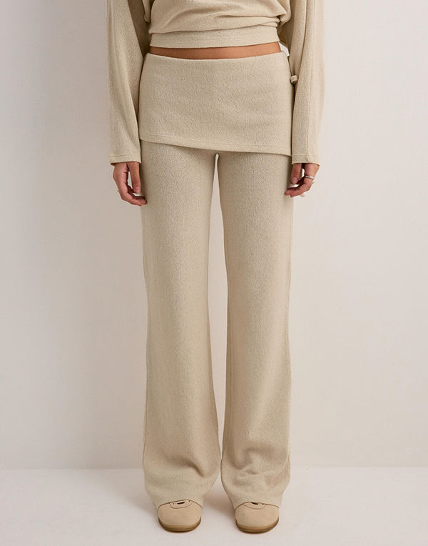 Nelly byxor Effortless Knit Overlay Pants - Beige