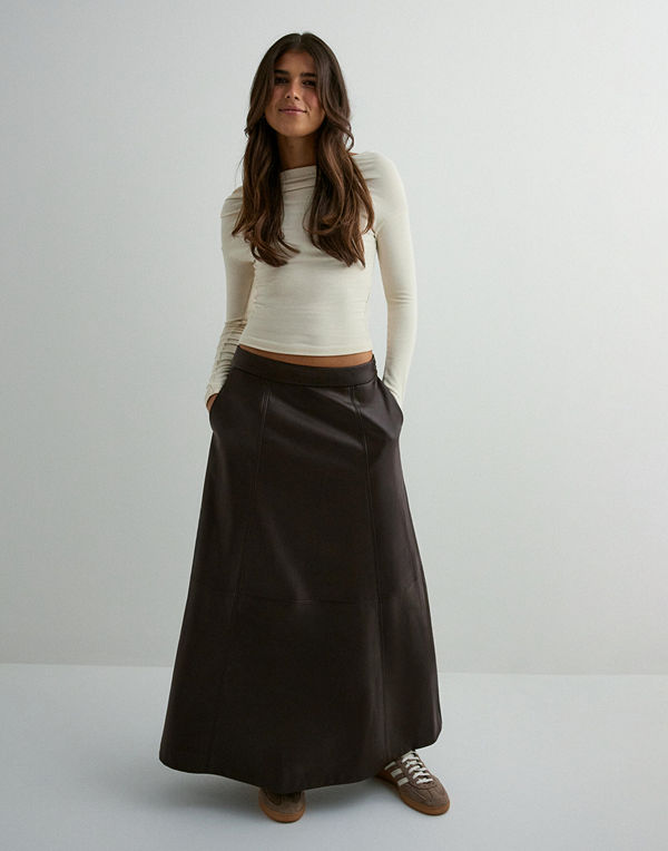 Vero Moda Vmolive Hw Coated Ankle Skirt Prm - Brun